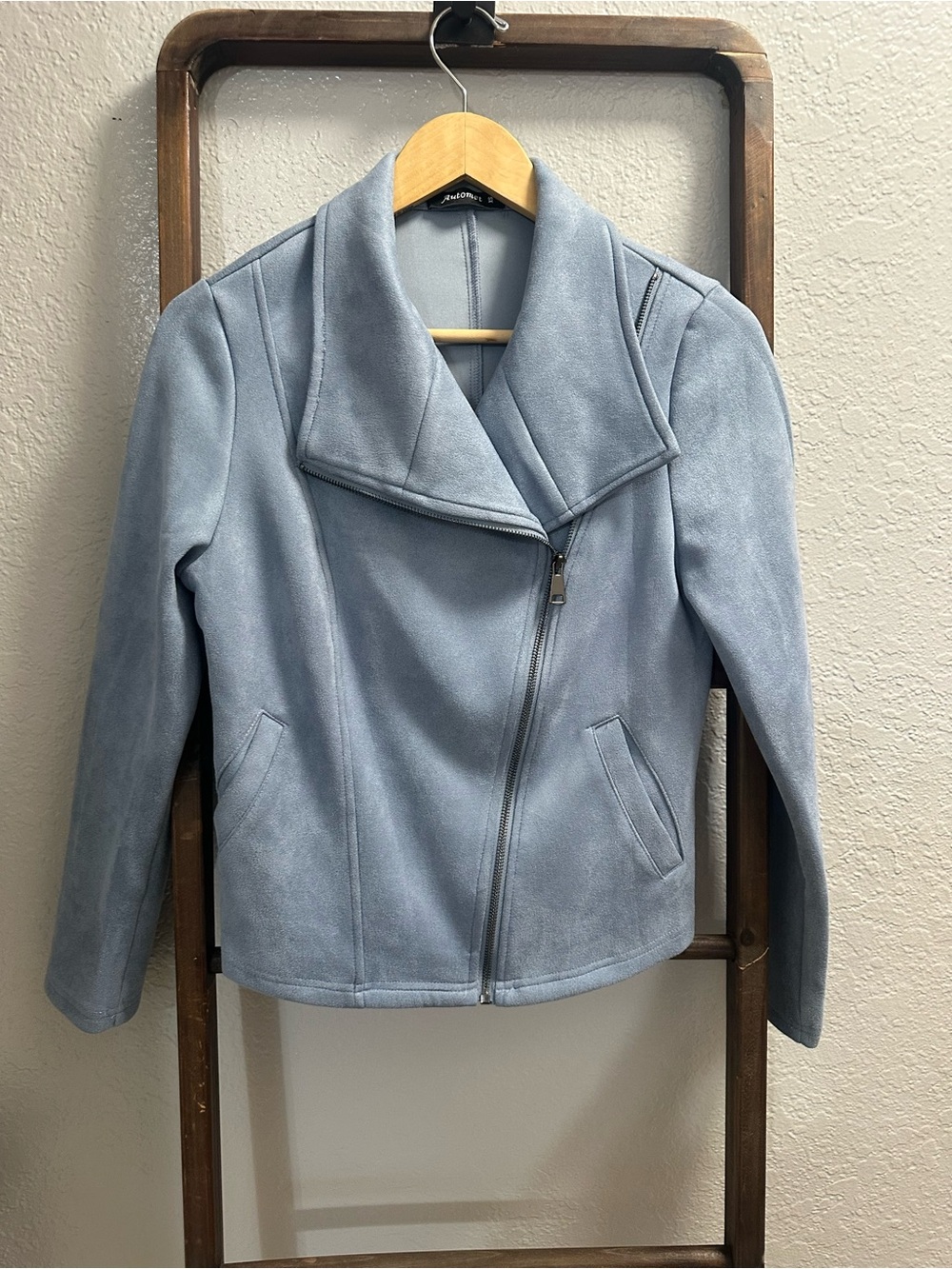 Light Blue Women's  Jacket - Soft Suede Style